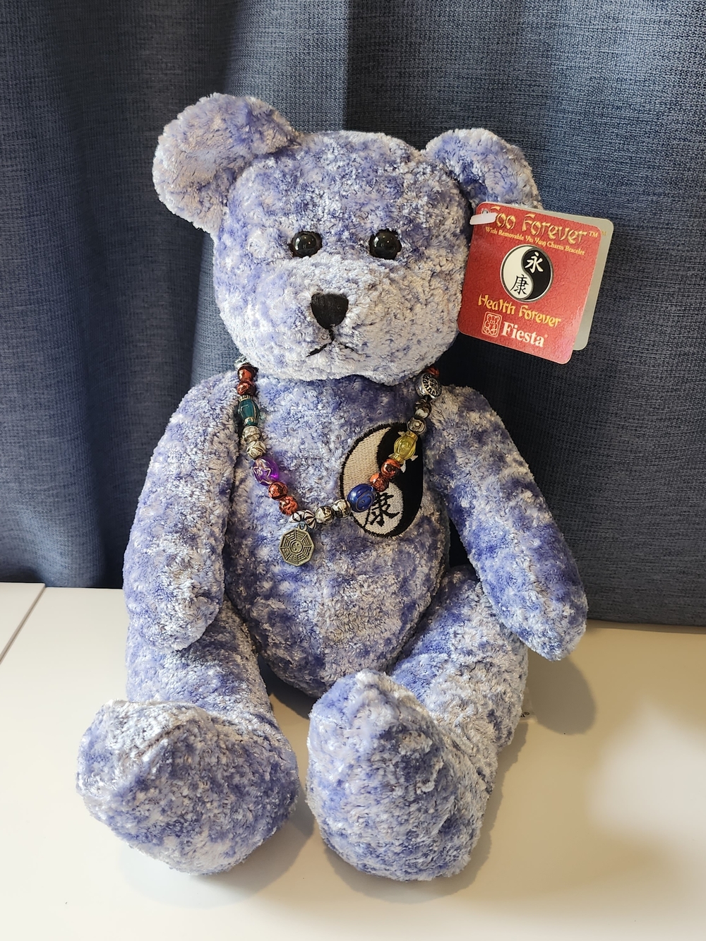Vintage Fiesta Foo Forever Health Forever Purple Plush Bear Yin Yang NecklaceNWT
